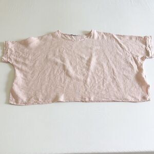 Gigi Moda Pink Linen Boxy Crop Top Dolman Batwing Italy Made Oversized
